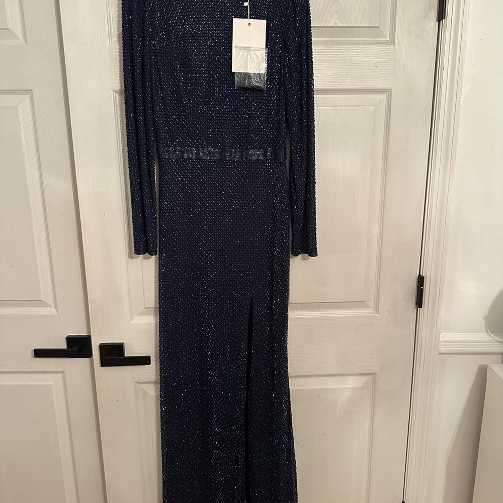 Mac Duggal Midnight Blue Beaded Gown